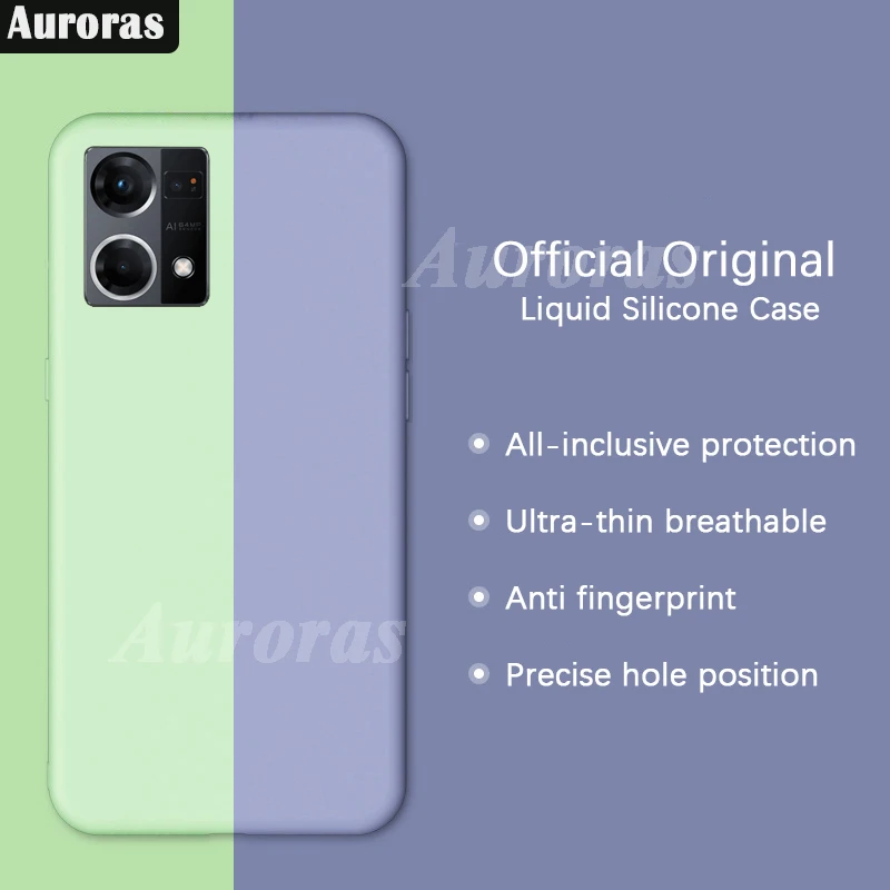 

Чехол для телефона Auroras для OPPO Reno 7 4G 7Z, официальный оригинальный защитный мягкий жидкий силиконовый чехол для OPPO Reno 7 Pro 8 Lite