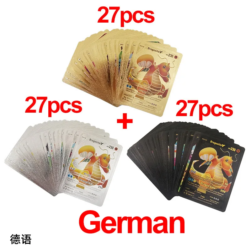 Покемон Золотая карточка в упаковке черный GX Серебряный шарнирный букв немецкий