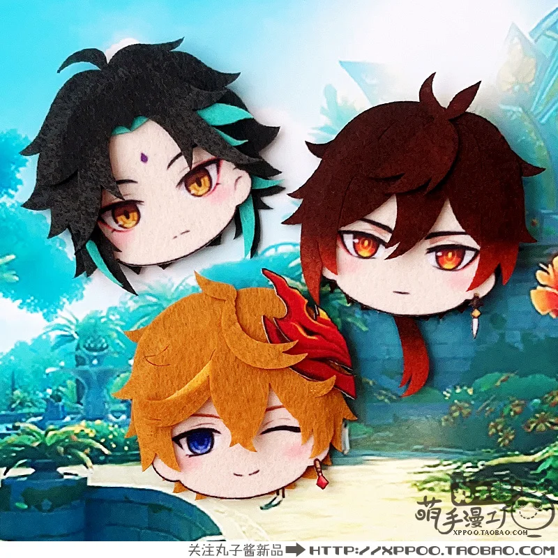 

Аниме игра Genshin Impact Zhongli Hutao Xiao Нетканая ткань трехмерная брошь ручной работы магнит на холодильник