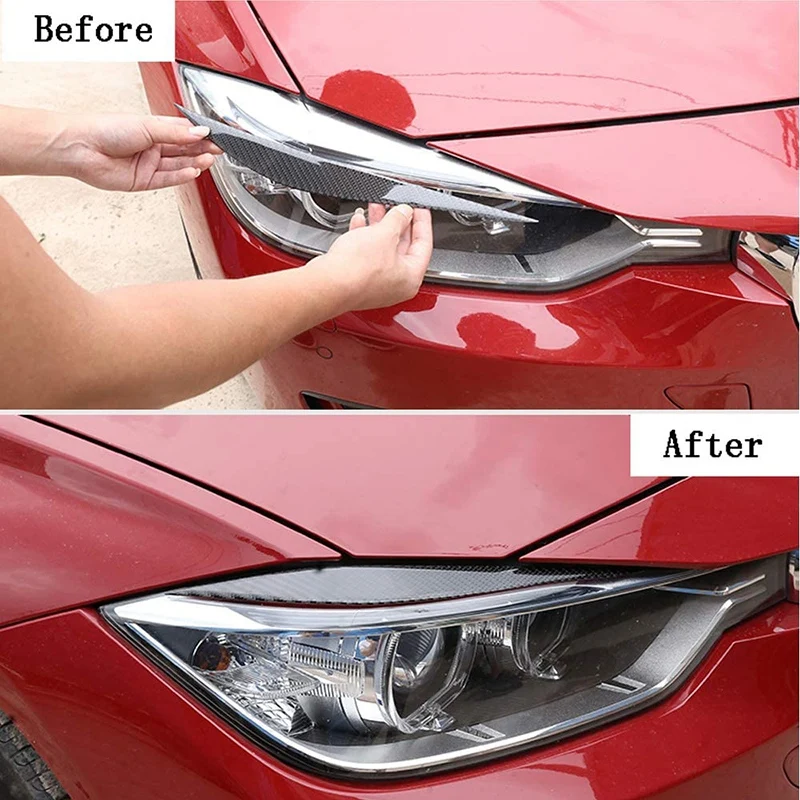 Carbon Fiber Car Front Headlight Eyebrows Sticker Trim Decoration Accessories For BMW- 3 Series F30 320I 325I 316I