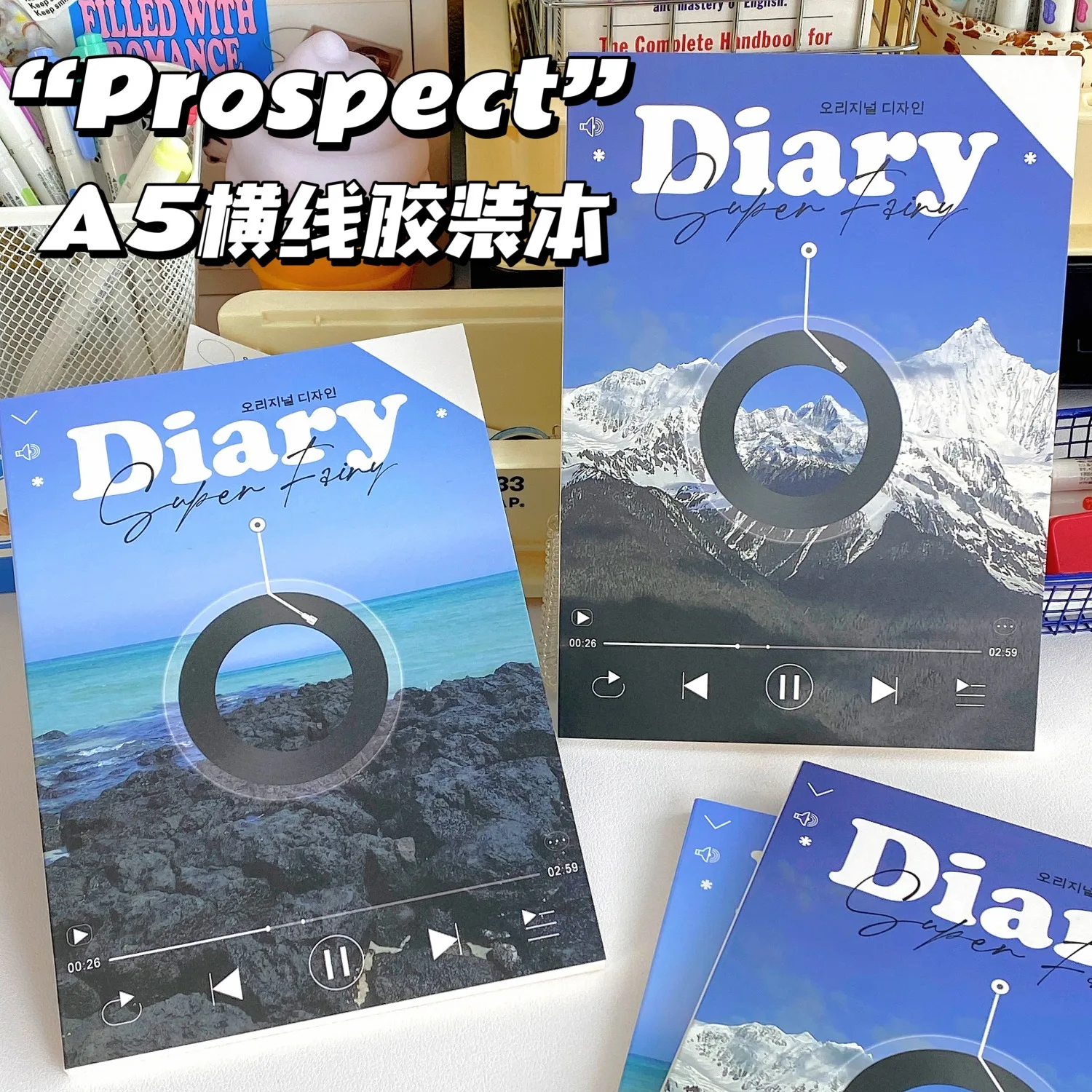 

IFFVGX A5 50 Sheets American Style Ins Landscape Series Notebook Checkered Lines Portable Planner Retro Coil Diary Schedule