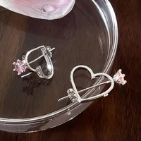 korean single zircon hollow out love heart earrings for women 2022 new simple fashion jewelry wholesale
