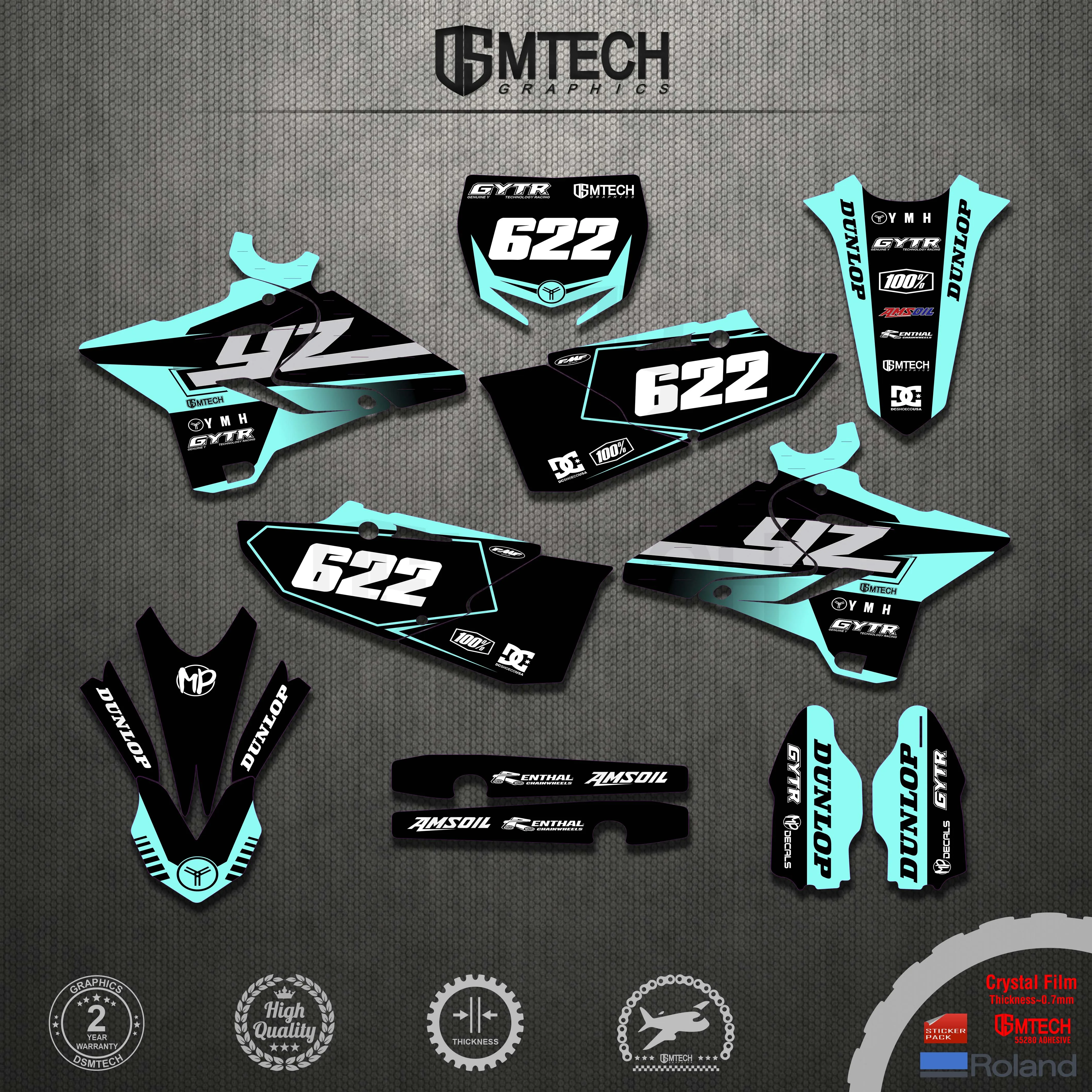 DSMTECH FOR YAMAHA YZ125 YZ250 125 YZ 2015 2016 2017 2018 2019 2020 2021 250YZ GRAPHICS Personalised Stickers Motorcycle Decals
