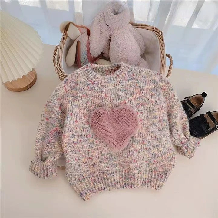 

RiniKinda Autumn Winter Children Sweaters Kids Knitting Pullovers Tops Toddler Girls Long Sleeve Baby Girl Sweaters Coat Winter