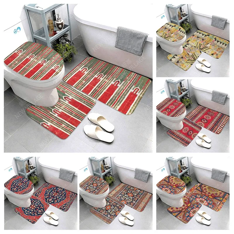 

Противоскользящие коврики для ванной, декоративный Впитывающий Коврик для ног, вход в ванну, коврик для туалета, марокканский винтажный Персия, бохо