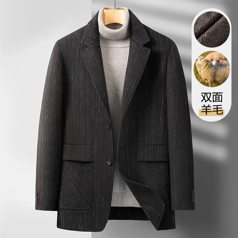 

Winter business new high-end boutique loose men's wool 2023 men's fashion party handsome peacoat double-sided top
