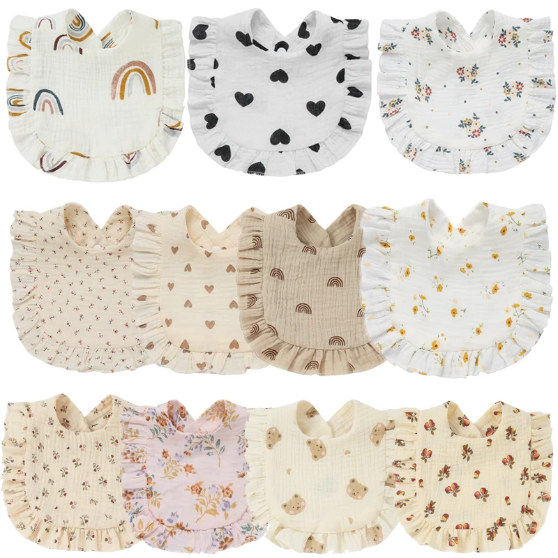 

Korean Style Baby Feeding Bib Ruffle Floral Infants Saliva Towel Soft Cotton Burp Cloth For Newborn Toddler Kids Bibs New 2023