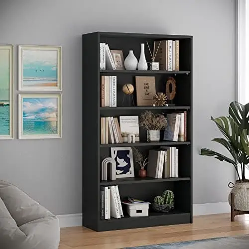 

Shelf Bookcase White Tall Bookshelf for Bedroom 5 Tier Modern Wood Bookshelf 33" Wide 60" Tall