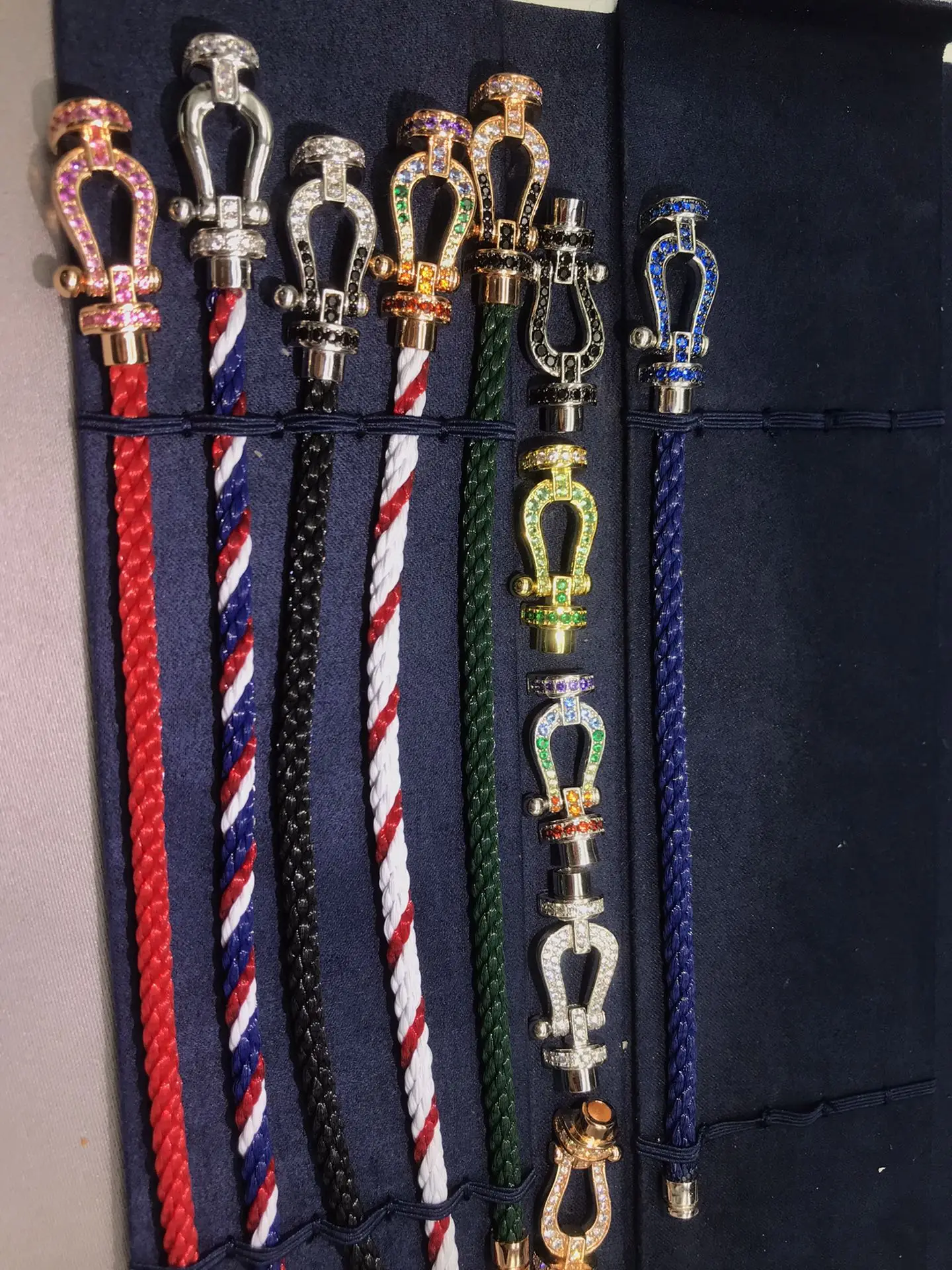 Nylon rope high version U-shaped horseshoe buckle red rope bracelet female micro studded with diamond Year hand rope ornaments