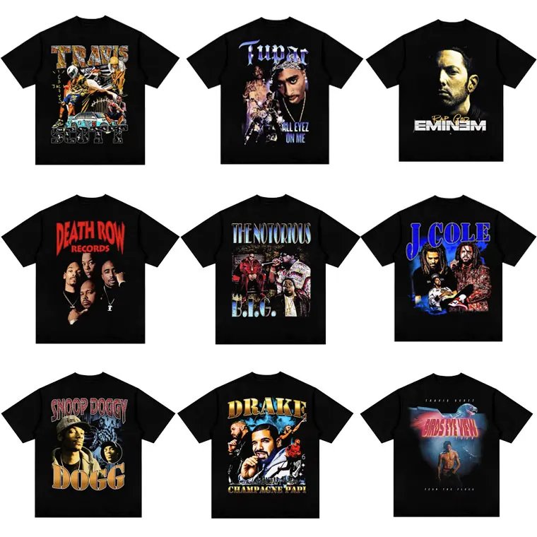 

Top Numerous Rapper Teavis Scott Tupac 2pac Eminem Biggie Smalls J Cole Snoop Doggy Dogg Drake Asap Rocky Graphic Print Tshirt