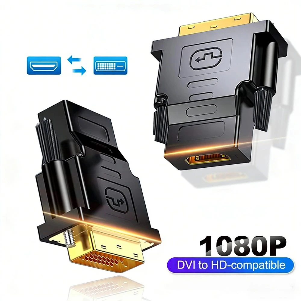 Фото Кабель-адаптер DVI-HDMI 1080P, двунаправленный коннектор DVI (штекер-гнездо) для PS3, проектора, ноутбука, ТВ-приставки №5
