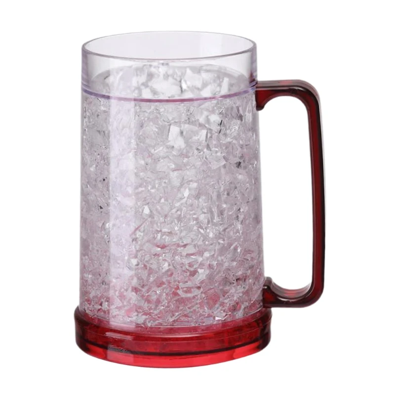 

Freezer Ice Beer Mug Double Wall Gel Frosty Beer Cup Drinking Glasses Wine Cup R7UB