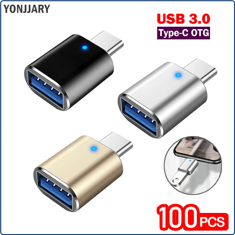 100Pcs Wholesale USB 3.0 To Type-C OTG Adapter USB C Connector for Samsung Xiaomi Redmi Poco Huawei Type C Devices OTG Converter