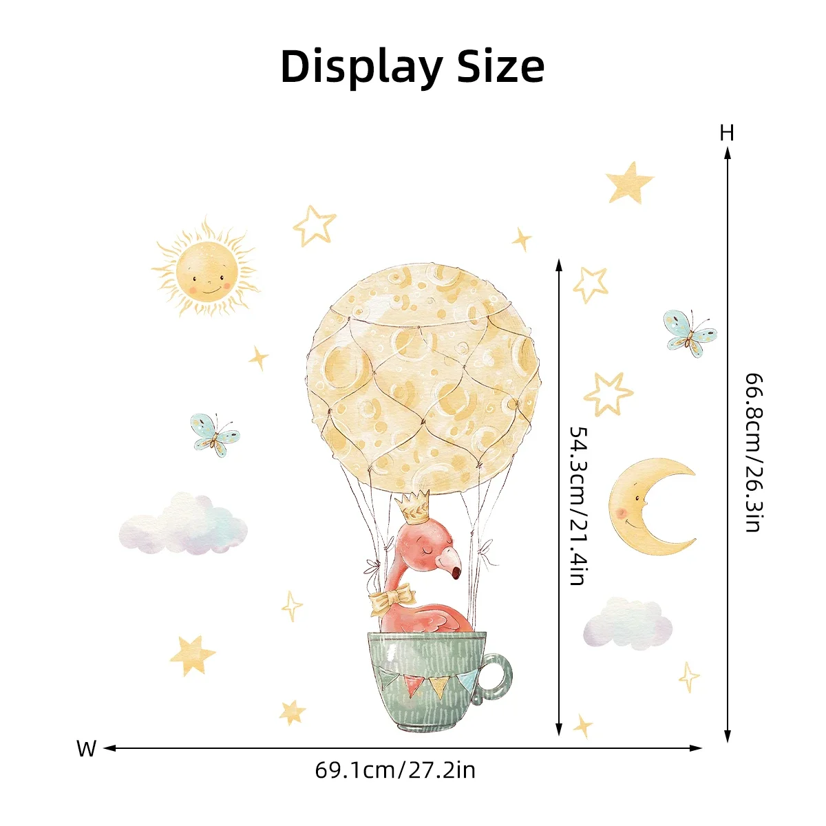 Мультяшные стикеры на стену в виде горячего воздушного шара Луны и солнца для