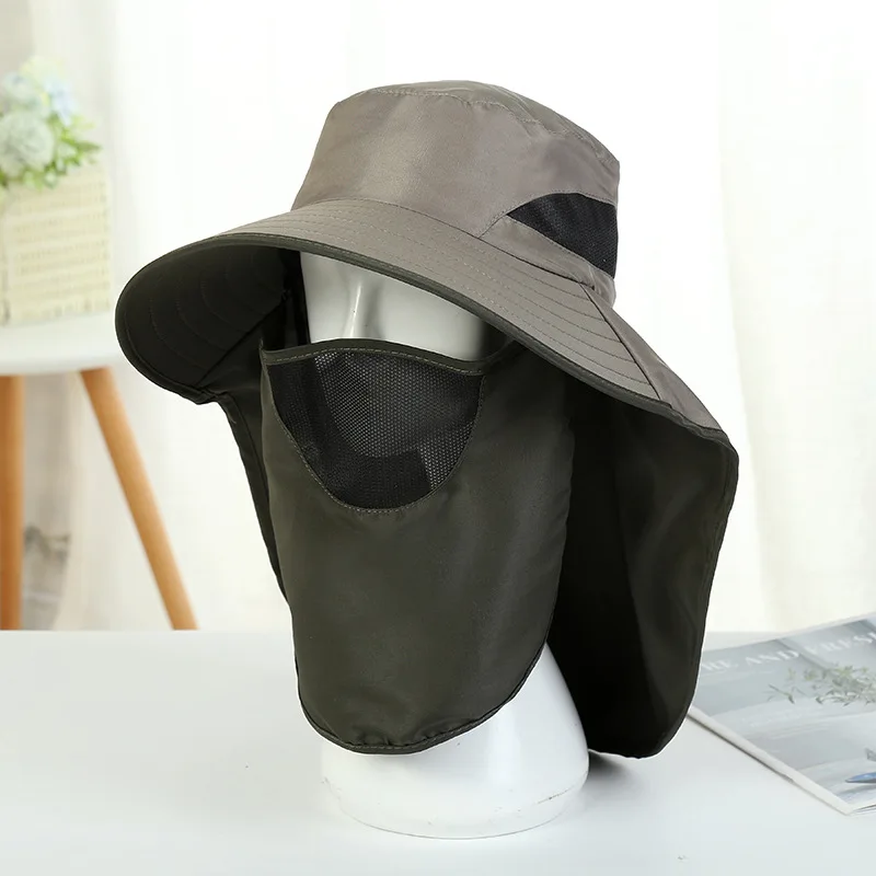 

Summer Quick-drying Men Women Hats Outdoor Masks Wide Brim Hats Sunscreen Wide Brim Fishing Hunting Hats