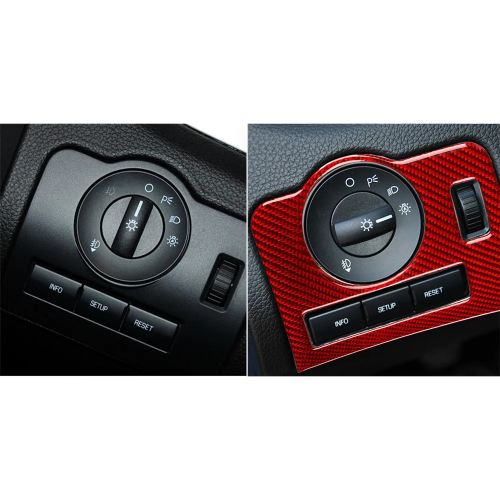 

1For Ford Mustang 2009-2013 Car Interior Molding Carbon Fiber Headlight Switch Frame Trim Cover Adjustment Car Sticker