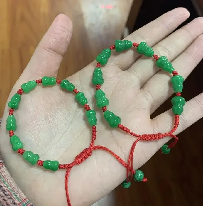 Натуральный китайский бисер из зеленого нефрита браслет в форме тыквы ювелирные