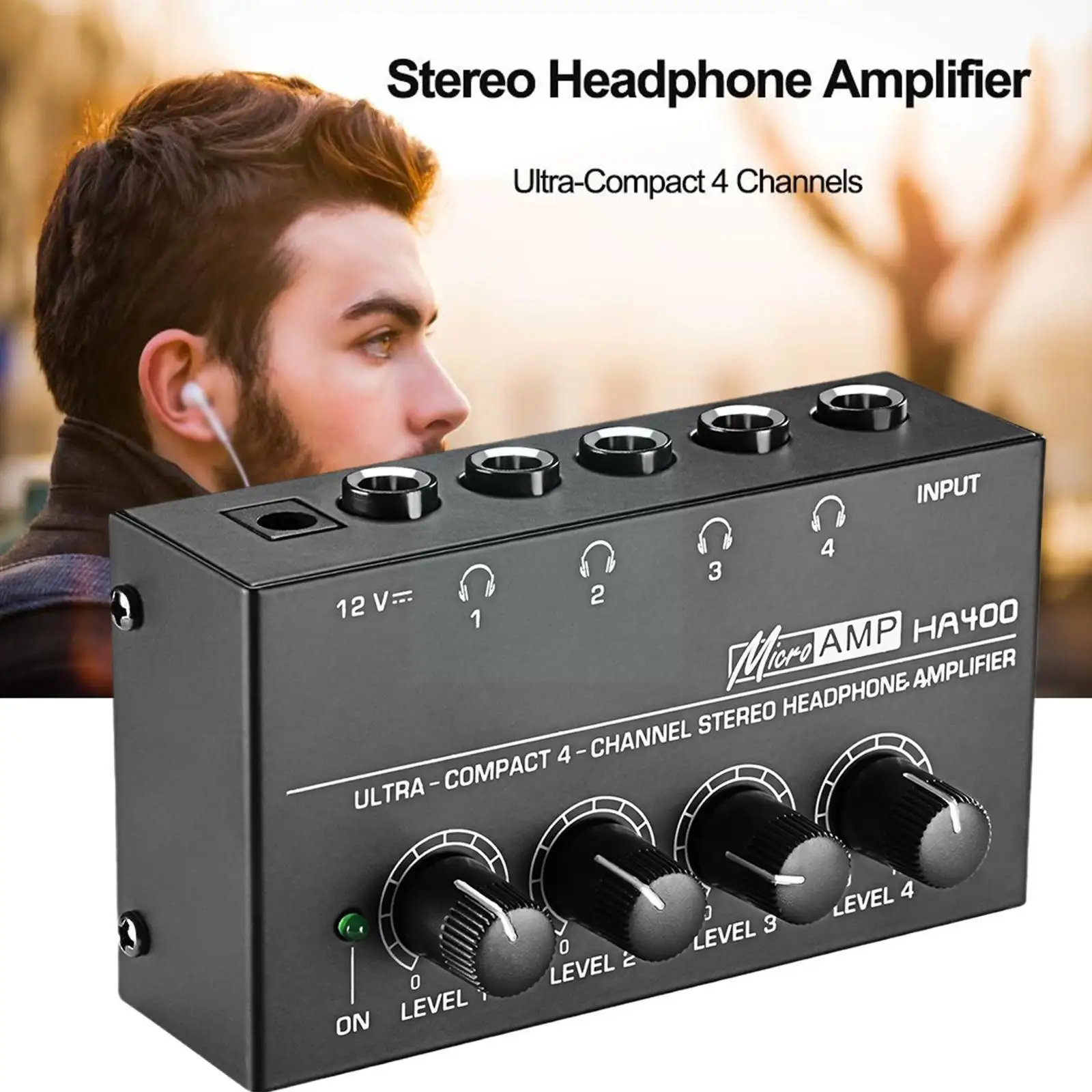 

Mini O Stereo Headphone Amplifier Ha400 Four Channels Metal Amplifier Us With Adapter Adapters Ultra-compact Audio Plug Pow K5g4