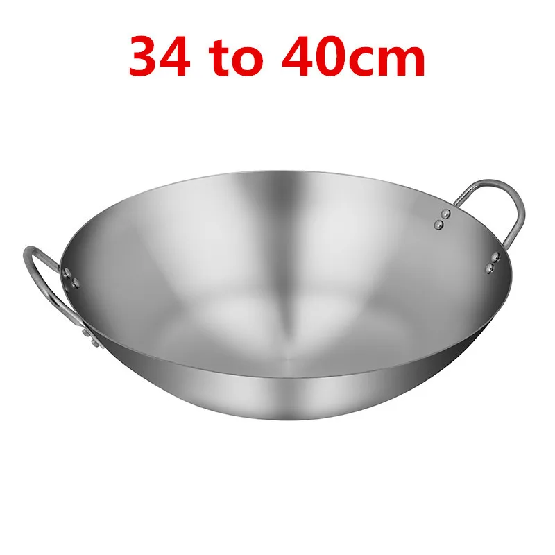 

Iron Non coating Woks Gas Cooker Traditional Handmade Pot Huge Manual Forging Wok With Binaural 34/40cm double ear chef fry wok