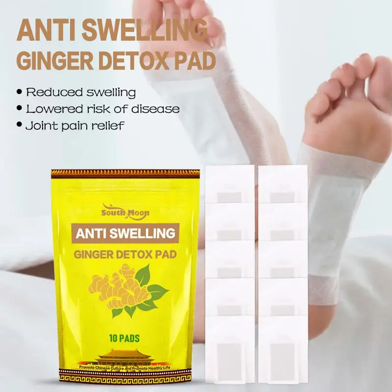 

10Pcs Ginger Foot Patches Bamboo Sleep Quality Improve Anti Swelling Detox Stress Relax Body Weight Loss Health Care