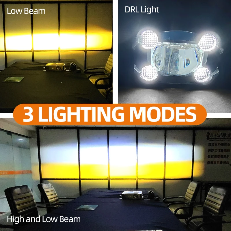 LX20 90W 24000Lm Bi-LED Мотоцикл Фара Hi/Lo Beam DRL Белый Водонепроницаемый Автомобильный SUV ATV Светодиодный Вспомогательный Тумановой Свет Желтый вкл.