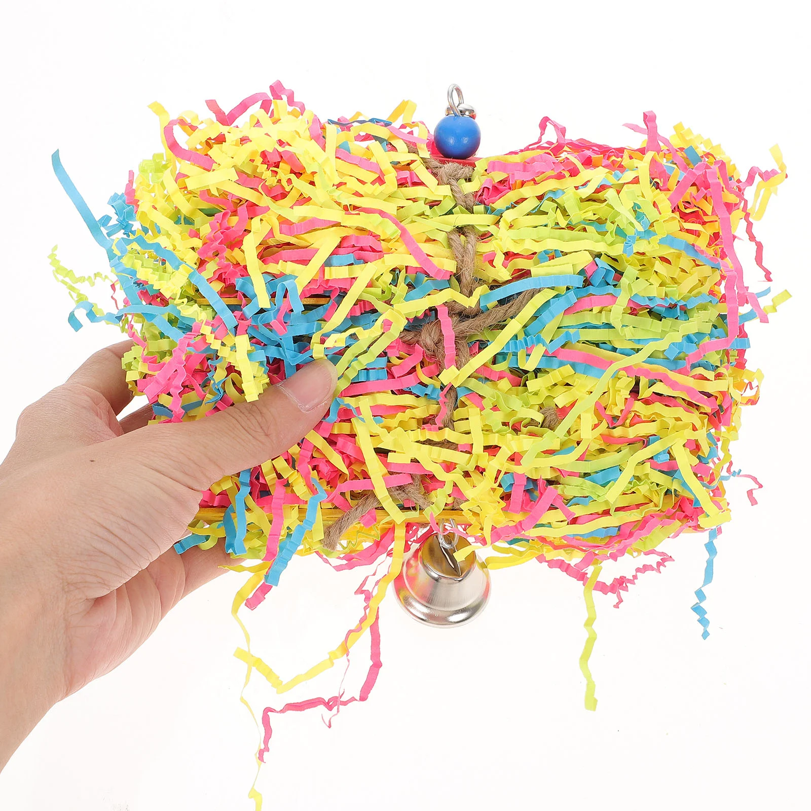 

Bird Parrot Pet Hangingchewing Paper Parrots Bell Chewplaything Cage Shredder Chewtoys Parakeet Swing Loofah Treat Accessories