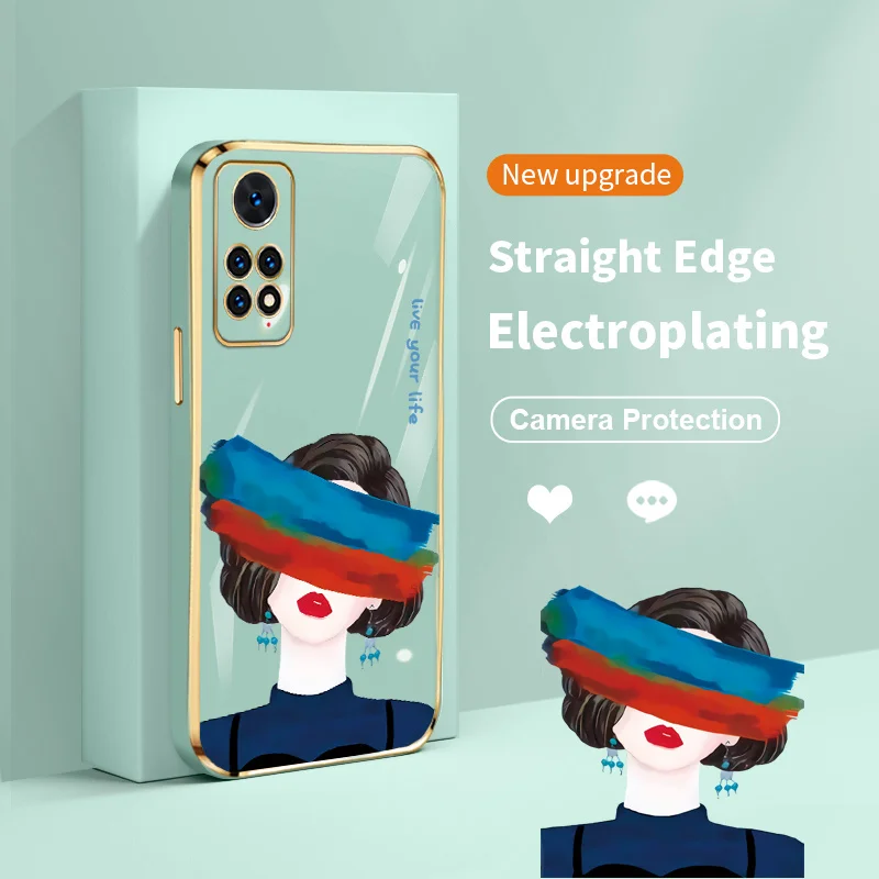 

Graffiti Eyes Girl Plating Case for Xiaomi Redmi Note 11 Note 11S 11T 11 China Note 11E 11 Pro Plus 5G India Poco M4 Pro