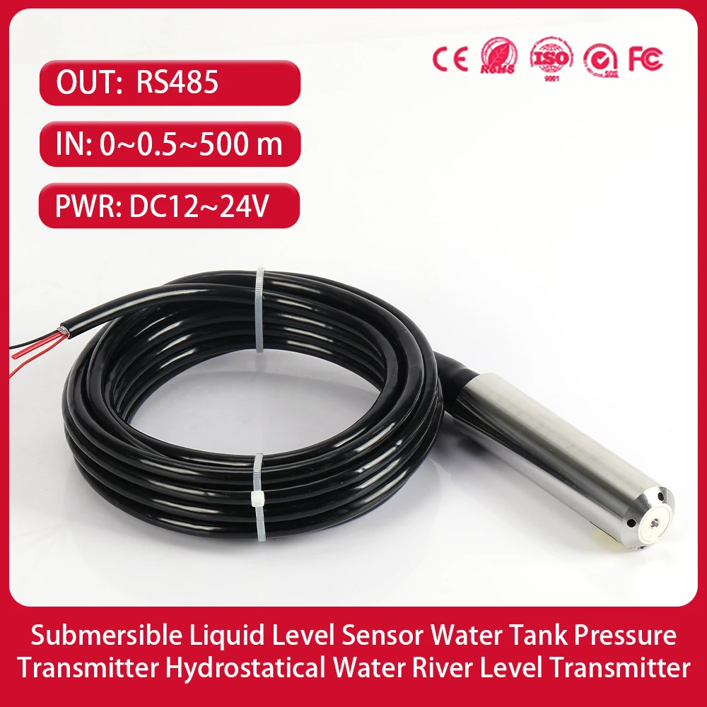 RS485 Modbus Hydrostatic Lake River Level Pressure Sensor Transmitter SS316L Probe Deep Water Tank Level Transmitter