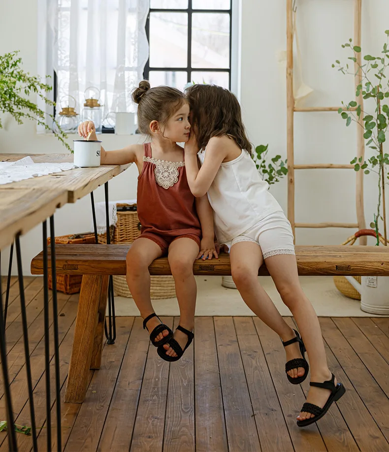 Новинка лета 2024 модные и удобные детские хлопковые кружевные леггинсы для