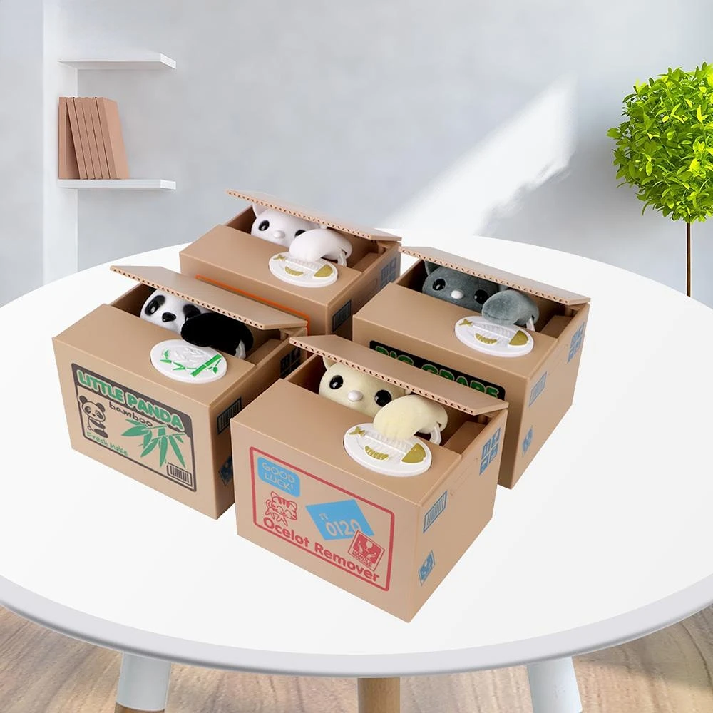 

Plastic Electronic Deposit Saving Money Box Automated Panda Cat Coin Bank Creative Piggy Bank Cute Toy For Children Gift