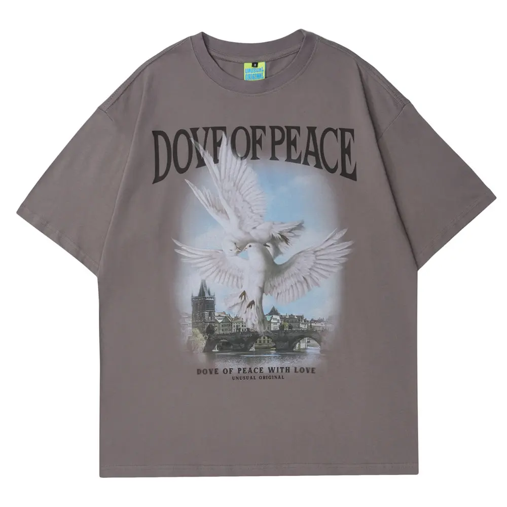 

Women's T-shirt O-neck Cotton Dove of Peace Print Top Women 2022 Harajuku Streetwear Casual Short Sleeve Oversized T-shirt