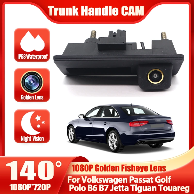 Золотая автомобильная камера заднего вида на ручке багажника для VW Volkswagen Passat Golf