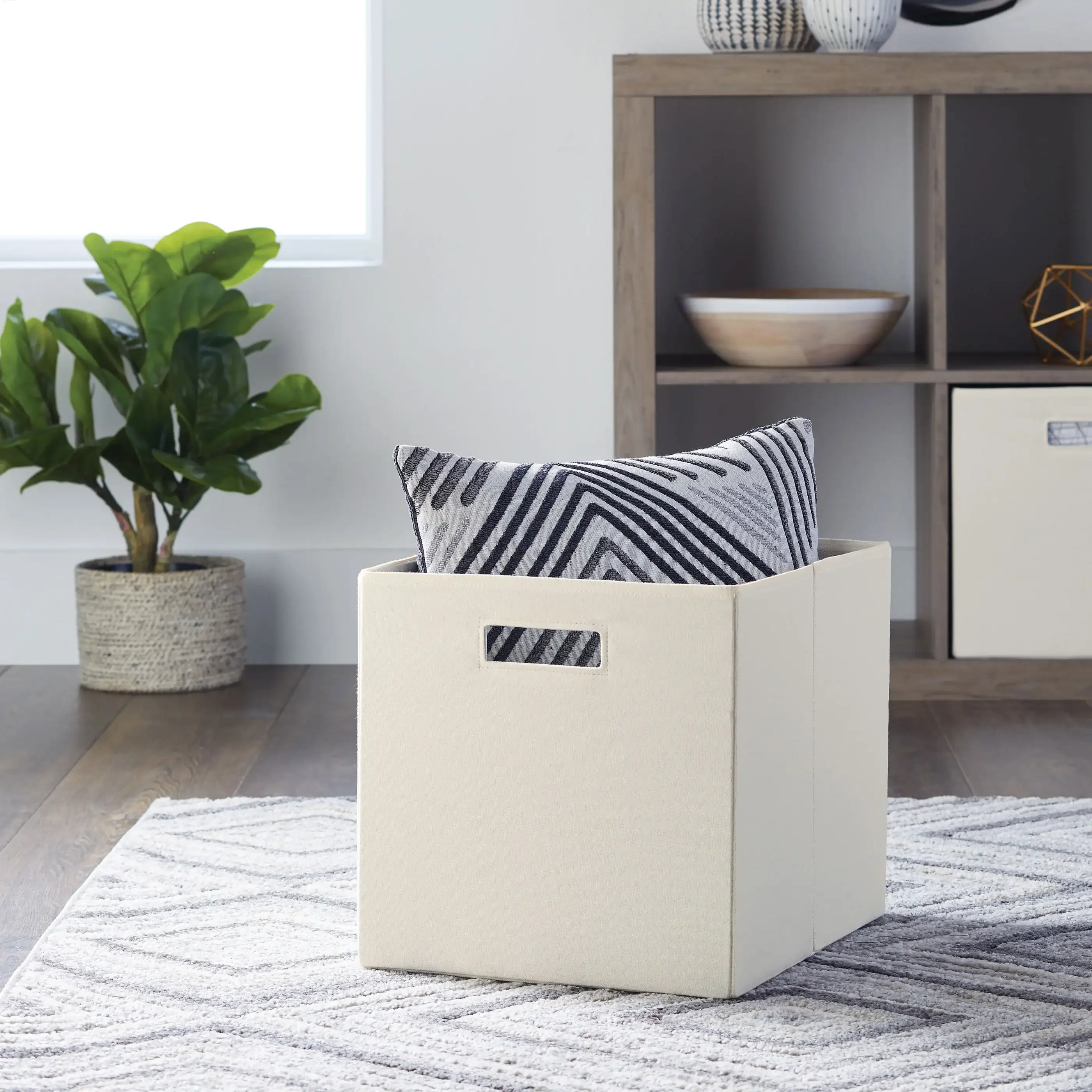 

Home Organization and Storage Fabric Storage Bins (12.75" X 12.75"), Ivory, 2 Pack Laundry Basket Rapid Transit Clothes Storage