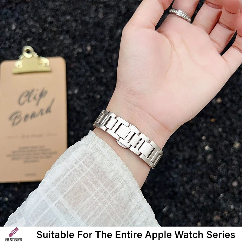 Фото Тонкий ремешок из нержавеющей стали для Apple Watch Band 49 46 45 44 42 38 40 мм Стильный металлический ремешок Correa для iWatch S10 9 8 7 6 5 4 SE №2
