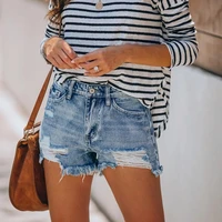 new womens elastic ripped tassel ladies denim shorts female summer fashion casual office commuting all match jeans lady shorts