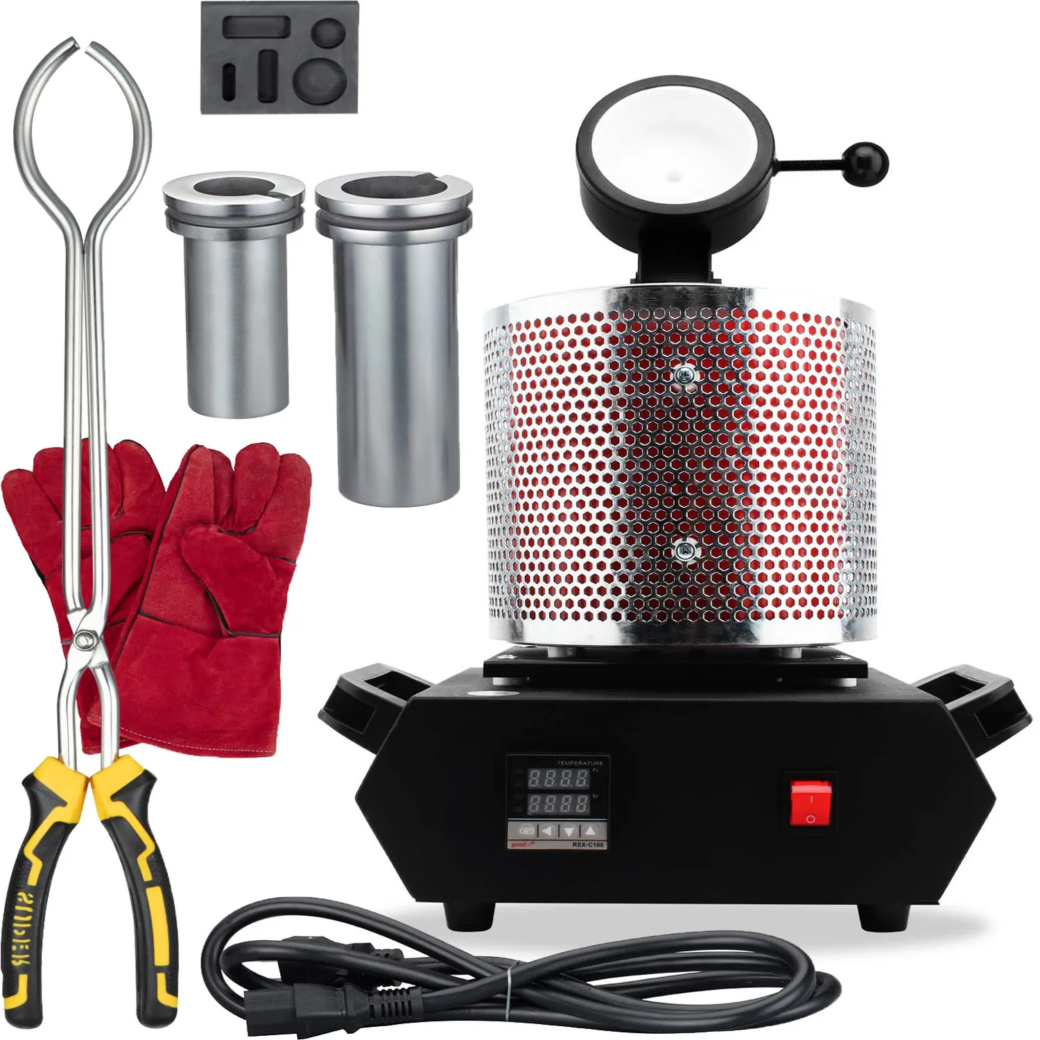 Электрическая плавильная печь 110 В/220 В 1400 Вт с 2 тигналами для литейной печи