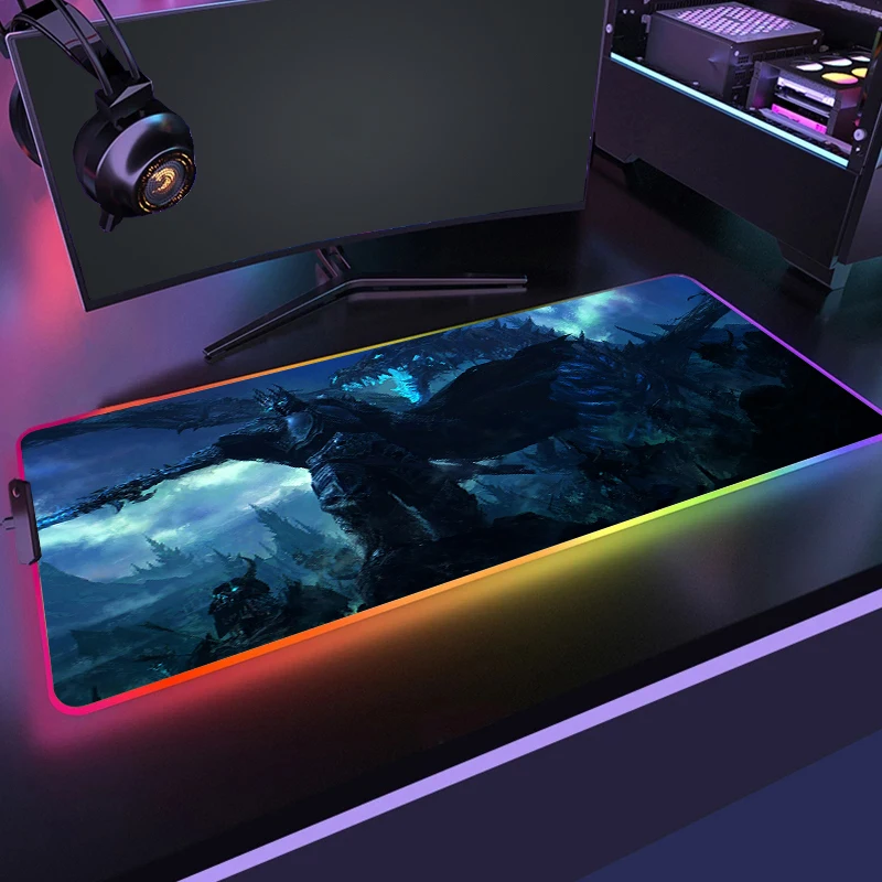 

Игровой коврик для мыши World Of Warcraft, ПК с RGB подсветкой, с рисунком HD RGB, нескользящий, размер XXL