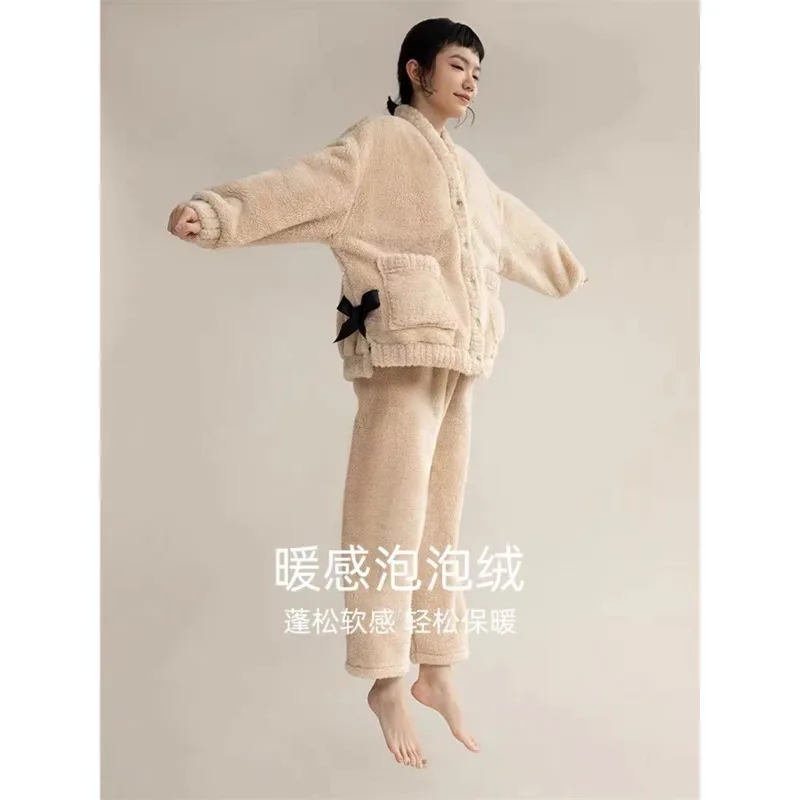 Женская бархатная пижама из кораллового бархата новинка 2022 утолщенная большая