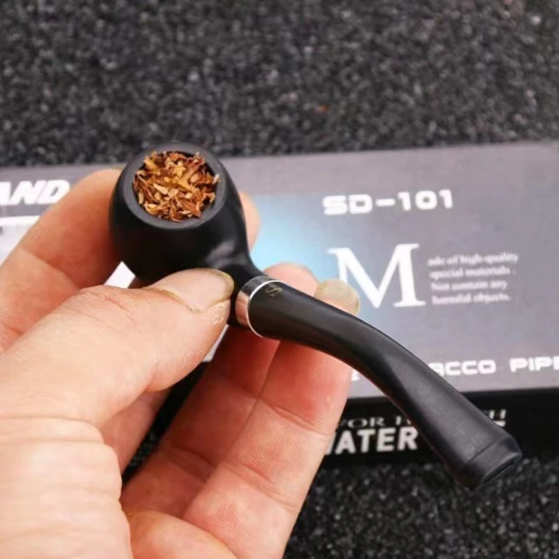 

Black straight small curved pipe Portable Remove to Clean Smoking filter old style Classic Tobacco Pipe Acrylic Cigarette Holder