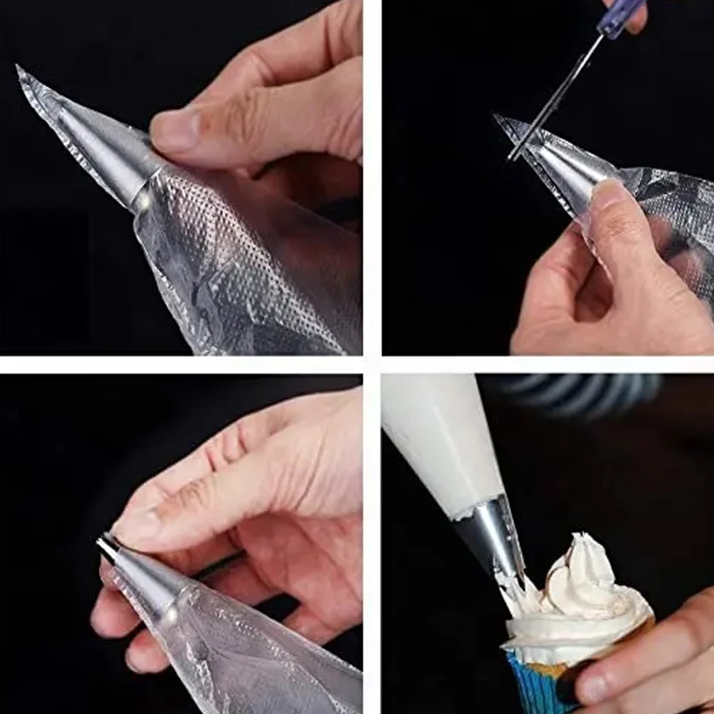 Фото 100 шт. одноразовых кондитерских мешков для крема, глазури, взбитых сливок, для украшения десертов, с насадками-дюзелями №2
