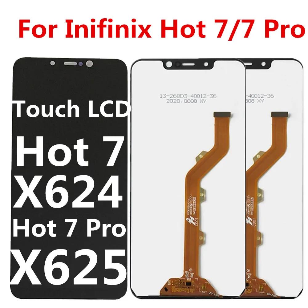 Черный ЖК-дисплей 6,2 дюйма для Infinix Hot 7 Pro X625 для Infinix Hot 7 X624, детали для замены