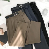 straight pants for women loose high waist streetwear bottoms formal work suit pants 2022 summer office lady cropped trousers