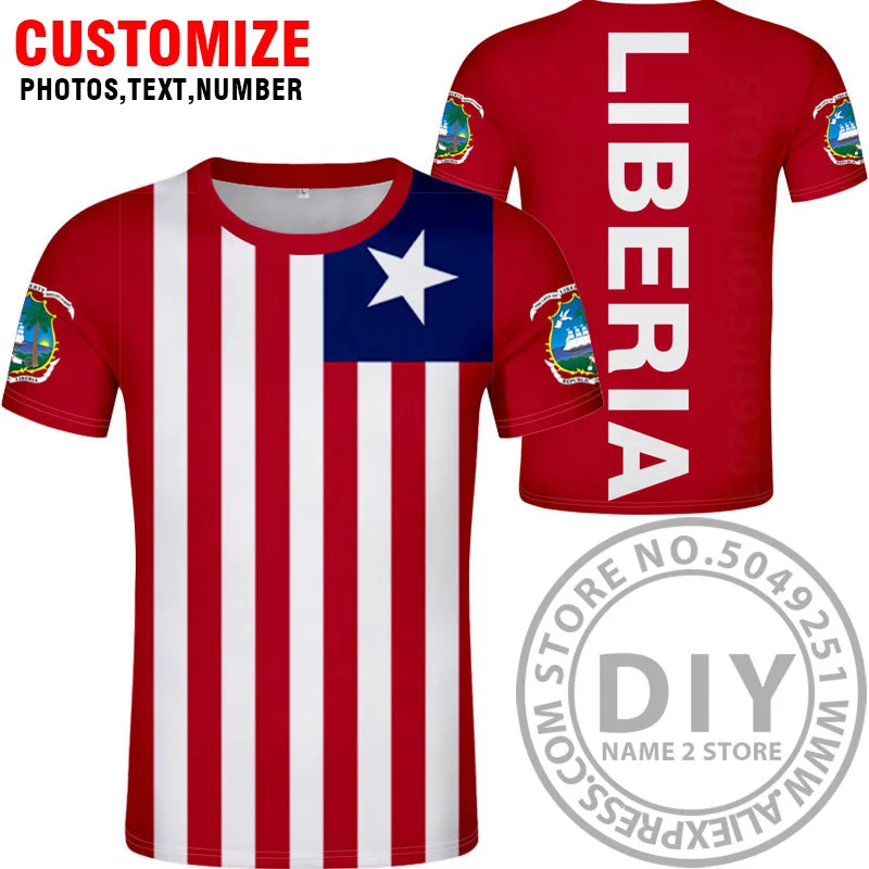 

LIBERIA T Shirt Diy Men Women National Flag And National Emblem Harajuku Hip Hop t-shirt Lr Republic Liberian T-shirt Tops