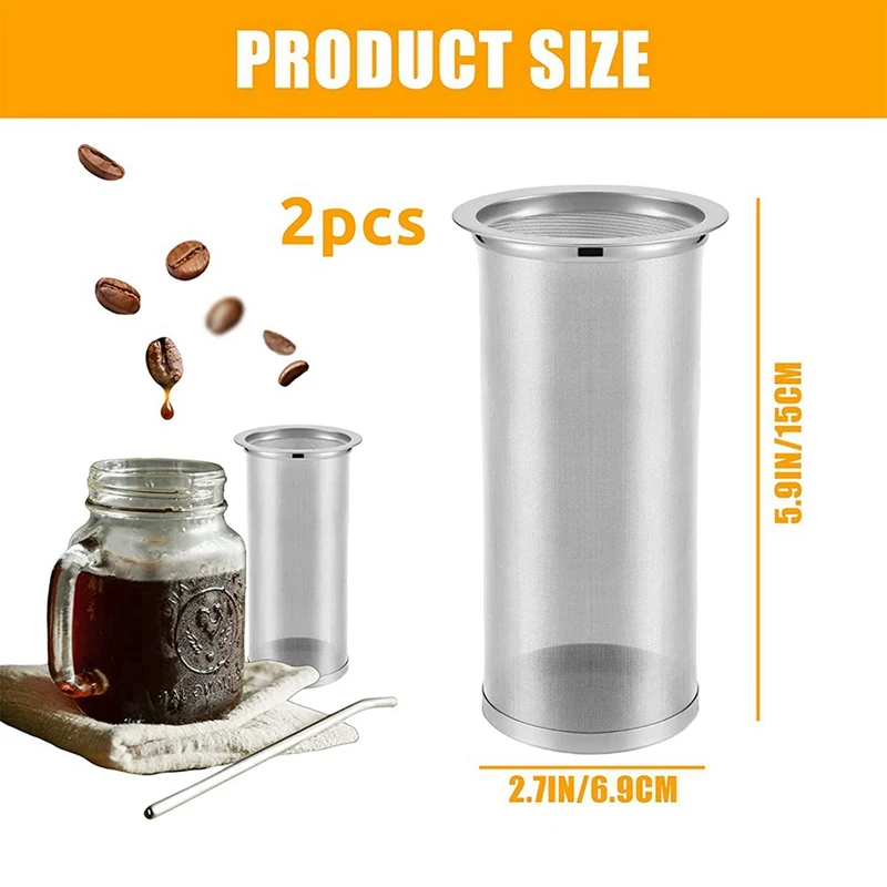 BEAU-2 шт. Ситечко для холодного заваривания многоразовый сетчатый фильтр кофе