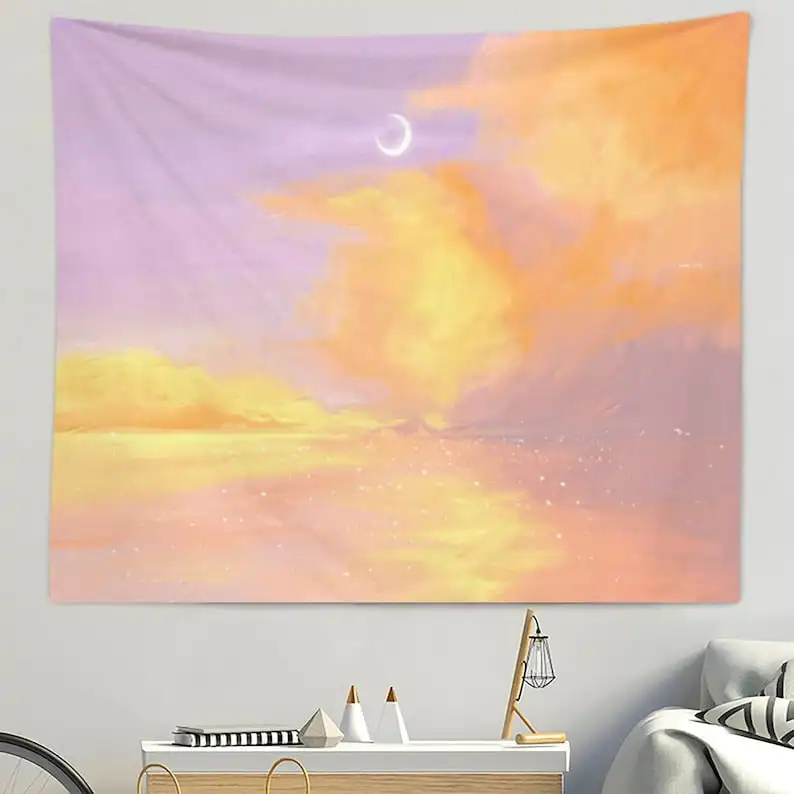 

Pink Moon Cloud Tapestry,Landscape Tapestry Wall Hanging,Aesthetic Tapestry,Bedroom Tapestry,Living ,Wall Blanket,Moving Gift