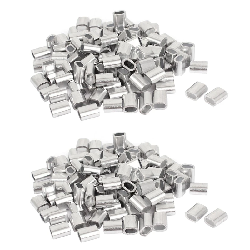 

2.5Mm Single Hole Wire Rope Aluminum Sleeves Clip Cable Crimps 200Pcs