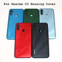 battery back cover for realme c3 c 3 rear housing door case phone back replacement repair parts with glass camera lens logo