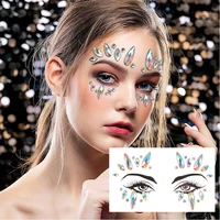festival party stage show makeup face tattoo sticker 3d acrylic crystal temporary tattoo sexy female fake tattoo on chest