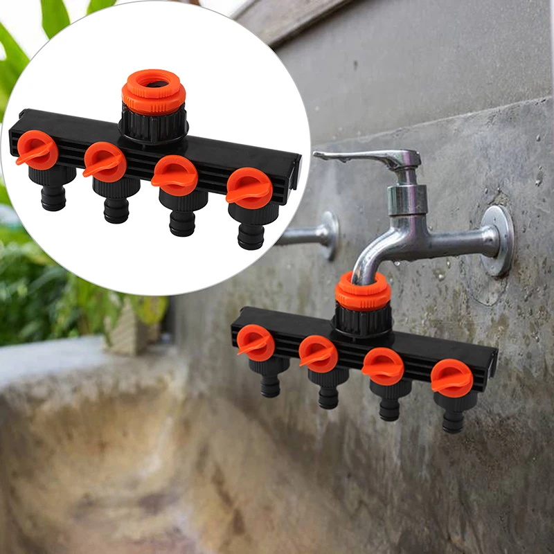 Garden Watering Irrigation Tools 4-way Tap Hose Splitter Drip Manifold Fittings Pipe Connector Set Adapter Faucet Quick Thread