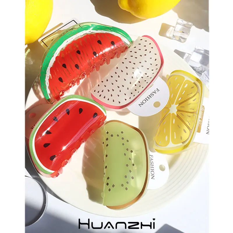 Ful Fruit Pitaya Kiwi Watermelon Hair Claws For Women Girl Party Travel Vacations Jewelry Huanzhi 2023 New